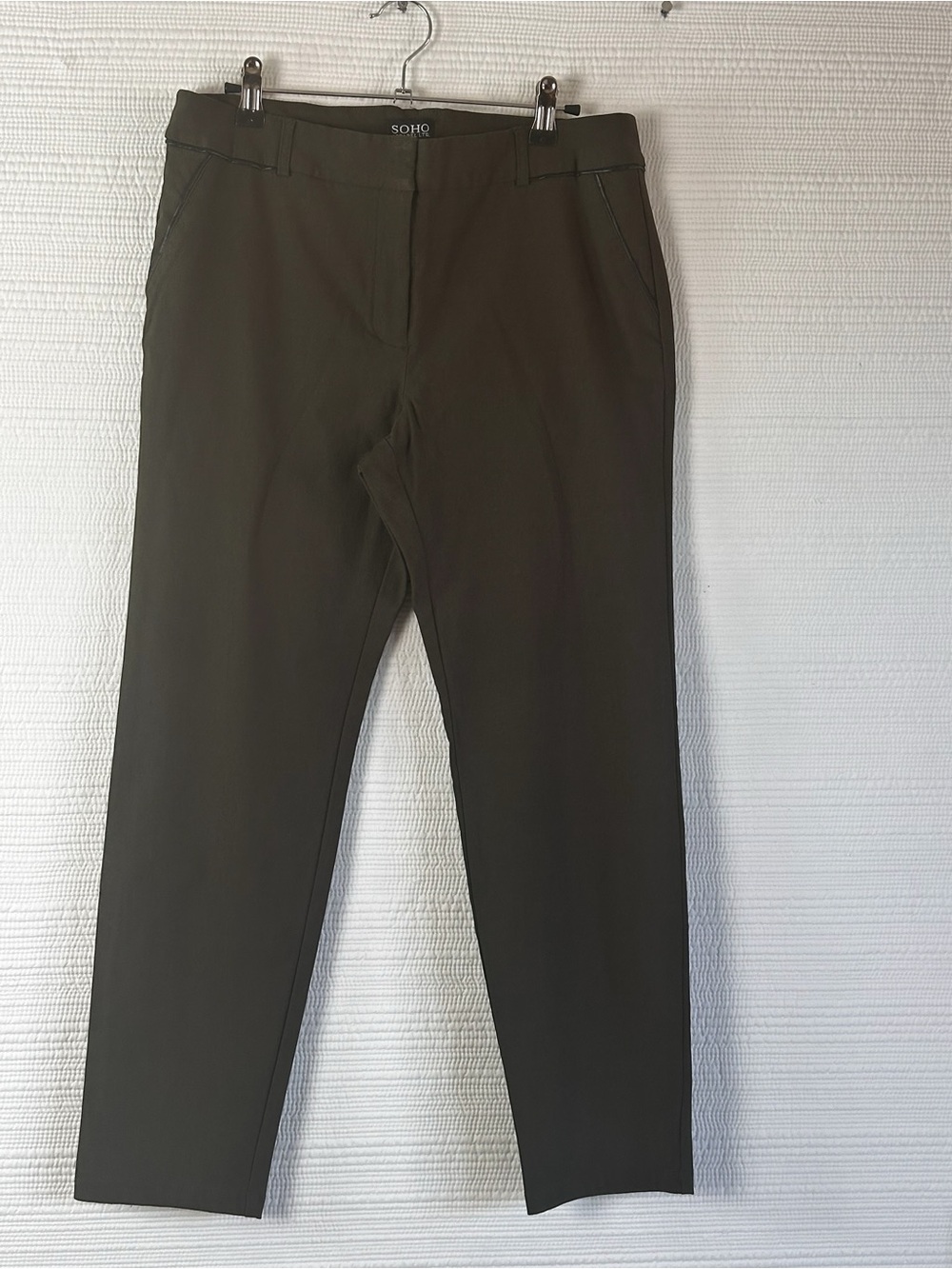 SOHO Apparel Ltd. Brown Slim Straight Dress Pants Size 14 Minimalist